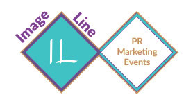 Logo with two diamond shapes; left contains stylized "IL" and text "Image Line," right contains text "PR Marketing Events.