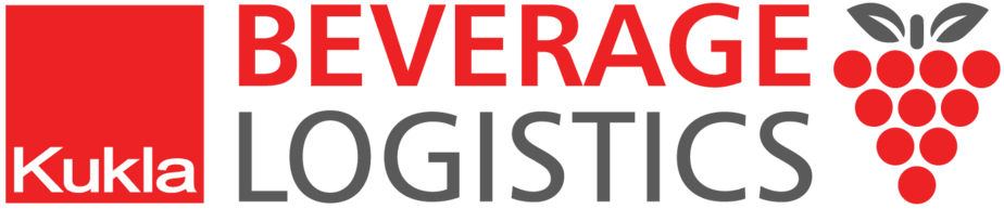Logo with text "Kukla Beverage Logistics" and a graphic of grapes on the right side.