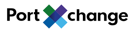 Portchange logo with black text and four colored diamond shapes in green, purple, blue, and light blue.
