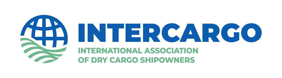 INTERCARGO logo with a blue and green globe and waves icon, alongside the text "INTERCARGO International Association of Dry Cargo Shipowners.